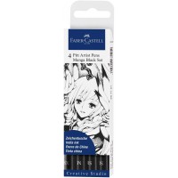 Faber-Castell 267121 Pitt Artist Pen Manga, encre noire avec differentes pointes noir