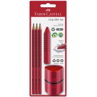 Faber-Castell 10005977 Lot de 5 Crayons Jumbo Grip 2001 B Rouge