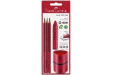 Faber-Castell 10005977 Lot de 5 Crayons Jumbo Grip 2001 B Rouge