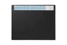 Durable 720501 Sous-main avec Rabat Transparent Amovible et Bande Calendrier Format Bureau 65 x 52 cm Noir