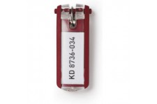 Durable 195701 KEY CLIP Porte-cles avec Porte-etiquette Personnalisable pour armoire a  cles KEYBOX, Rouge (Lot de 6)