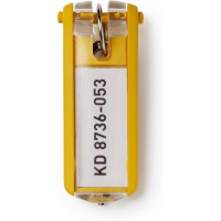 Durable 195701 KEY CLIP Porte-cles avec Porte-etiquette Personnalisable pour armoire a  cles KEYBOX, Jaune (Lot de 6)