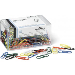 Durable 124100 Boite de 500 Trombones recouverts de plastique colore 26 mm Assortis