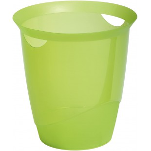 Durable 1701710017 Trend Corbeille a Papier Bureau Poignees Integrees Plastique Vert Translucide 16 Litres Hauteur 3