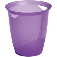 Durable 1701710992 Trend Corbeille a Papier Bureau Poignees Integrees Plastique Violet Translucide 16 Litres Hauteur