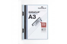 Durable 221806 Chemise a clip Duraclip A3, film dur, jusqu'a 60 feuilles A3, bleu, paquet de 10 pieces