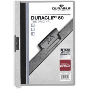 Durable 220910 Duraclip Original 60 Chemises a Clip (pour 1 a 60 Feuilles A4), 25 Pieces, Gris