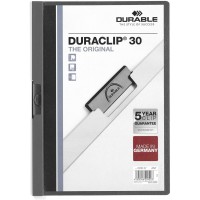 Durable 220057 Duraclip Chemise de Presentation a Clip Metal A4 /30 feuilles Couverture Transparente Dos Opaque Gri