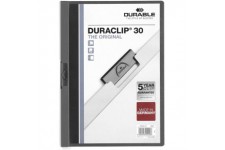 Durable 220057 Duraclip Chemise de Presentation a Clip Metal A4 /30 feuilles Couverture Transparente Dos Opaque Gri
