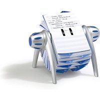 Durable 241623 Telindex Flip Fichier Repertoire Rotatif pour 500 Fiches Pre-imprimees avec Index 25 Touches Argent/Bleu