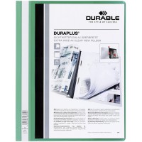 DURABLE - Chemise a lamelles DURAPLUS, format A4, vert, extra large, couverture avant transparente avec une poche t