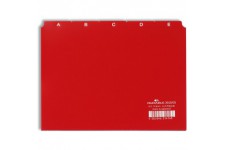 Durable 365003 Jeu de 25 Intercalaires Format A5 Paysage avec Divisions 5/5 - Onglets Imprimes A-Z - Polypro Coloris Rouge