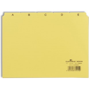 Durable 365004 Jeu de 25 Intercalaires avec onglets imprimes A Z format A5 Jaune