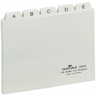 Durable 366002 Jeu de 25 Intercalaires avec onglets imprimes A Z format A6 Blanc