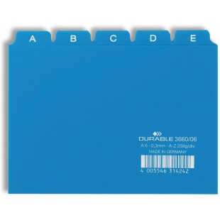 Durable 366006 Jeu de 25 Intercalaires avec onglets imprimes A Z format A6 Bleu