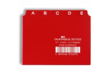 Durable 367003 Jeu de 25 Intercalaires avec onglets imprimes A Z format A7 Rouge