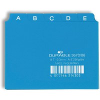 Durable 367006 Jeu de 25 intercalaires avec Onglets imprimes A Z format A7 Bleu