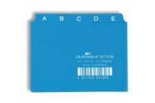 Durable 367006 Jeu de 25 intercalaires avec Onglets imprimes A Z format A7 Bleu