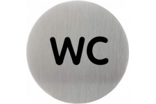 Durable 490723 Plaque de porte Pictogramme Rond 83 mm en Acier Inoxydable Signaletique WC Toilettes Adhesif Piece