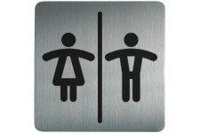 Durable 495823 Pictogramme Carre 150 x 150 mm en Acier Brosse Inoxydable WC Toilettes Femmes/Hommes