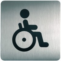Durable 495323 Plaque d'Information Pictogramme Carre 150 x 150 mm en Acier Brosse Inoxydable WC Toilettes Handicapes Personne a