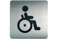 Durable 495323 Plaque d'Information Pictogramme Carre 150 x 150 mm en Acier Brosse Inoxydable WC Toilettes Handicapes Personne a
