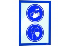 Durable 489907 Duraframe Pochette Cadre d'Affichage Dos Adhesif pour Document A4 Bleu Fonce Sachet de 1