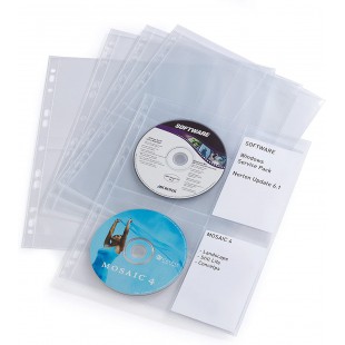 Durable 523819 CD/DVD Cover Pochette Eco avec Perforations Universelles pour Classer 4 CD/DVD Sachet de 10 pochettes