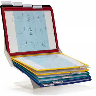 Durable 557900 Vario Pro Pupitre Metallique Mixte 10 Pochettes pour Consultation et Presentation Documents A4 2 Pochettes/5 Colo