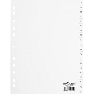 Durable 616801 Intercalaires de numero (Polypropylenes, A4Index A-Z , Perforation universelle) 1 Unite(s) Blanc