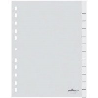 Durable 641002 Index vierges en PP, A4 portrait, couverture complete, 1-12 ou janvier-decembre, blanc