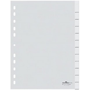 Durable 641002 Index vierges en PP, A4 portrait, couverture complete, 1-12 ou janvier-decembre, blanc
