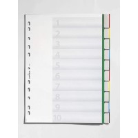 Durable 622105 Intercalaires Format A4 10 Touches - Onglets Soudes et Planches d'Insertions 1-10 - Page de Garde - Perforations 