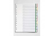 Durable 622105 Intercalaires Format A4 10 Touches - Onglets Soudes et Planches d'Insertions 1-10 - Page de Garde - Perforations 