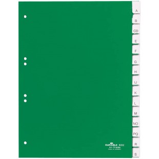 Durable 622205 Intercalaires Format A4 15 Touches - Onglets Soudes et Planches d'Insertions 1-15/A-Z - Page de Garde - Perforati