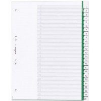 Durable 622405 Index en plastique avec onglets vierges, 25 pieces, A4 portrait, vert