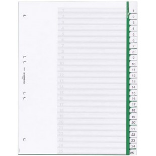 Durable 622405 Index en plastique avec onglets vierges, 25 pieces, A4 portrait, vert