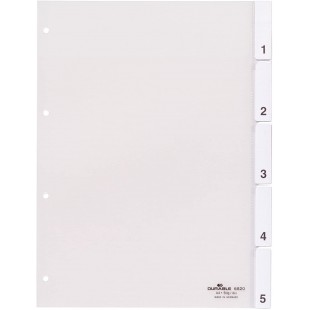 Durable 682019 Index A4 avec onglets soudes, 5pcs, 1 piece, transparent