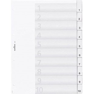 Durable 682119 Intercalaires Format A4 10 Touches - Onglets Soudes et Planches d'Insertions 1-10 - Page de Garde - Perforations 