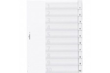 Durable 682119 Intercalaires Format A4 10 Touches - Onglets Soudes et Planches d'Insertions 1-10 - Page de Garde - Perforations 