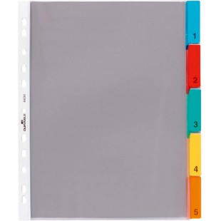 Durable 663019 Registre d'enveloppes A4 5 pieces, 1 piece, transparent avec onglets de couleur