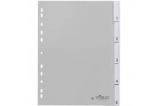 Durable 644010 Index vierges en PP, 5 sections, perforation universelle, gris