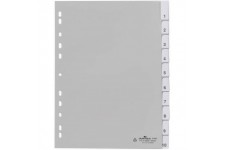 Durable 644110 Index vierges en PP (avec onglets vierges) 10 pieces, gris