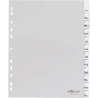 Durable 644610 Intercalaires Format A4+ 12 Touches - Onglets Soudes et Planches d'Insertions 1-12/Jan-Dec - Perforations Univers