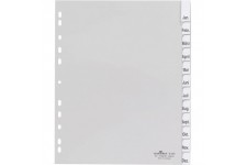 Durable 644610 Intercalaires Format A4+ 12 Touches - Onglets Soudes et Planches d'Insertions 1-12/Jan-Dec - Perforations Univers