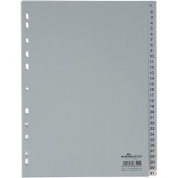 Durable Index A4 en polypropylene 1-31, gris, 215/230 x 297 mm, 31 Feuilles Hunke & Jochheim