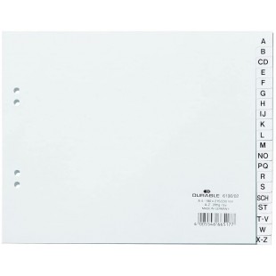 Durable 610002 Registres A-Z, DIN A4 Couvrant Partiellement, 20 Parties, Blanc