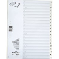 Durable 615002 Registres A-Z, DIN A4 Portrait, 20 Parties, Blanc