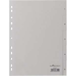 Durable 650510 1 Jeu de 5 Intercalaires avec Onglets imprimes A4 Gris