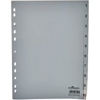 Durable 6511-10 Numeric tab index Polypropylene (PP) Gris intercalaire de classement - Intercalaires de classement (